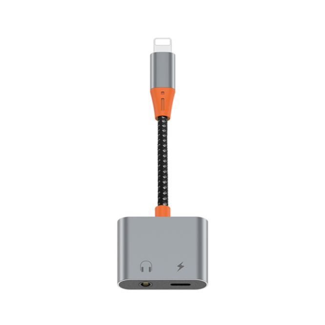 Wiwu LT07 Lightning To Lightning And 3.5mm Audio Adapter – Gray