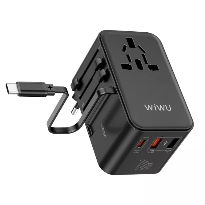 Wiwu WI-UA004 70w Gan Universal Plug Adapter Black