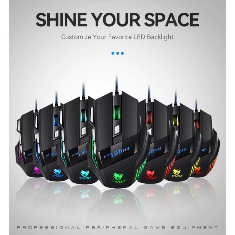 T-WOLF M1 Wired RGB Backlit Gaming Mouse