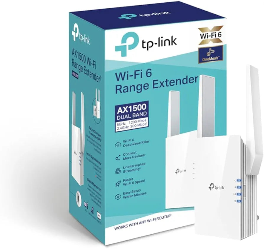TP-Link RE505X AX1500 Wi-Fi Range Extender, White