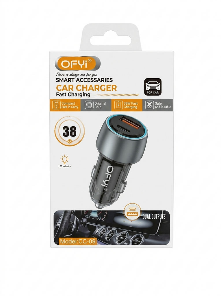 OFYI CC-09 38W Dual Port Fast Car Charger