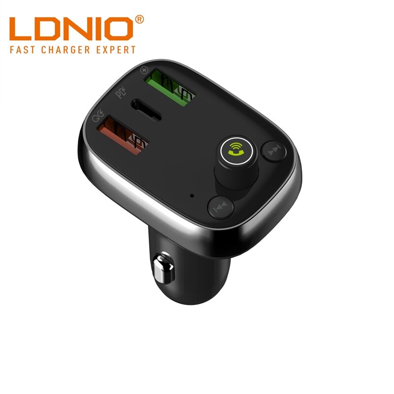 LDNIO C704Q Fast Car Charger QC 4.0, PD & Bluetooth FM Transmitter With Type-C to Lightning Cable