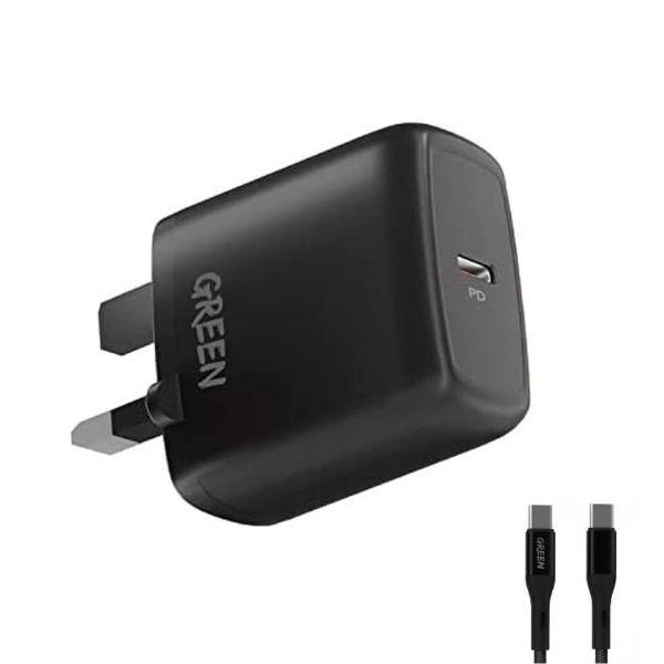 Green Lion Compact Wall Type-C Port Charger 20W With Cable – UK Plug